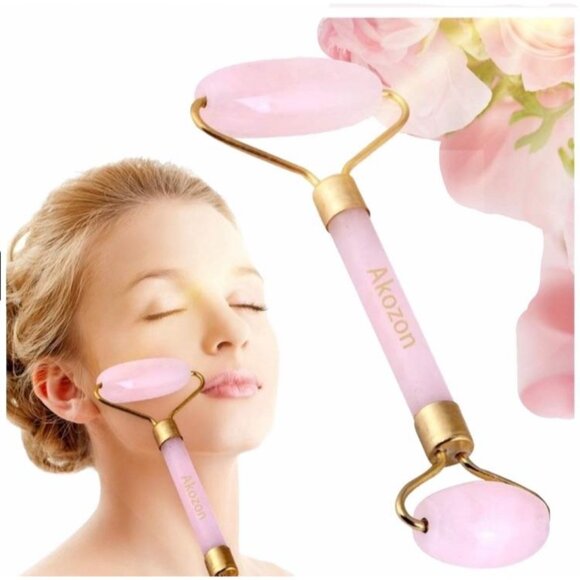 Rose Quartz Facial Roller Beauty Massage Tool Blood Circulation Reduce Puffiness - Picture 3 of 7